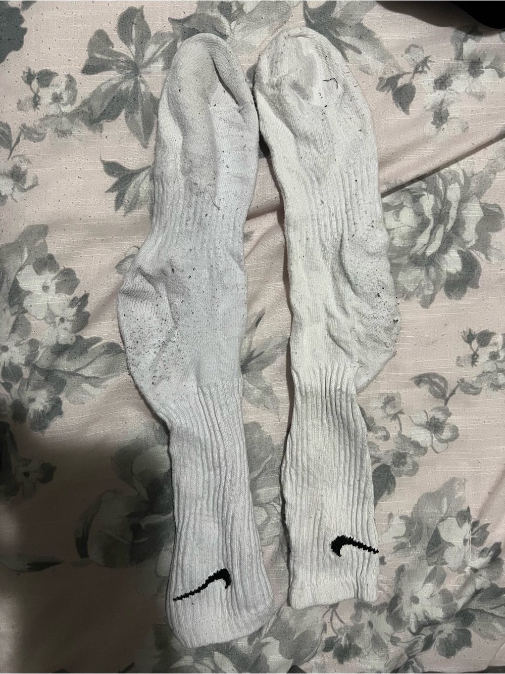 Nike White Crew Socks with Black Swoosh Logo